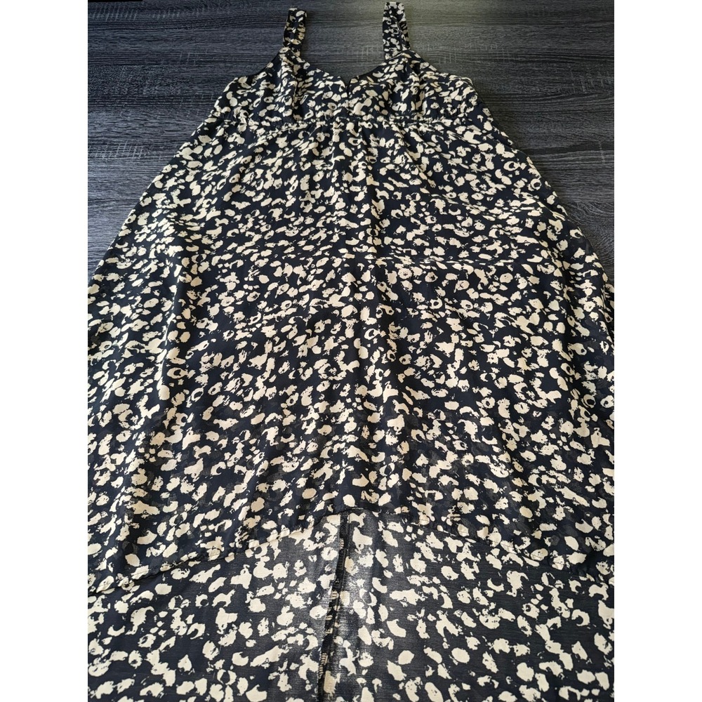 Decree Womens Small Black Cream Floral High Low Maxi Dress V-Neck Boho Tie Back - Picture 2 of 8